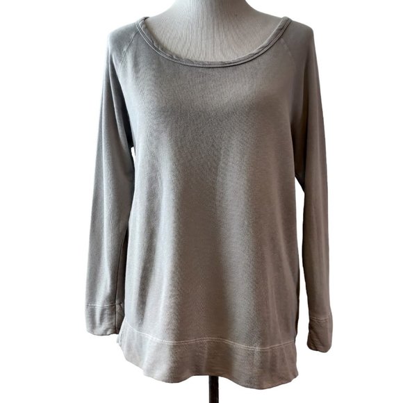 James Perse Womens Gray Vintage French Terry Boat Neck L/S Sweatshirt Top 3 (L) - Picture 1 of 9